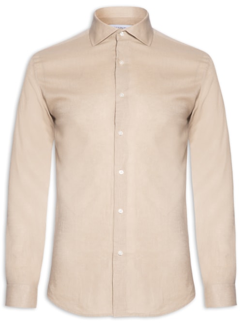 Camisa Masculina Social Manga Longa Blende Linho – Bege