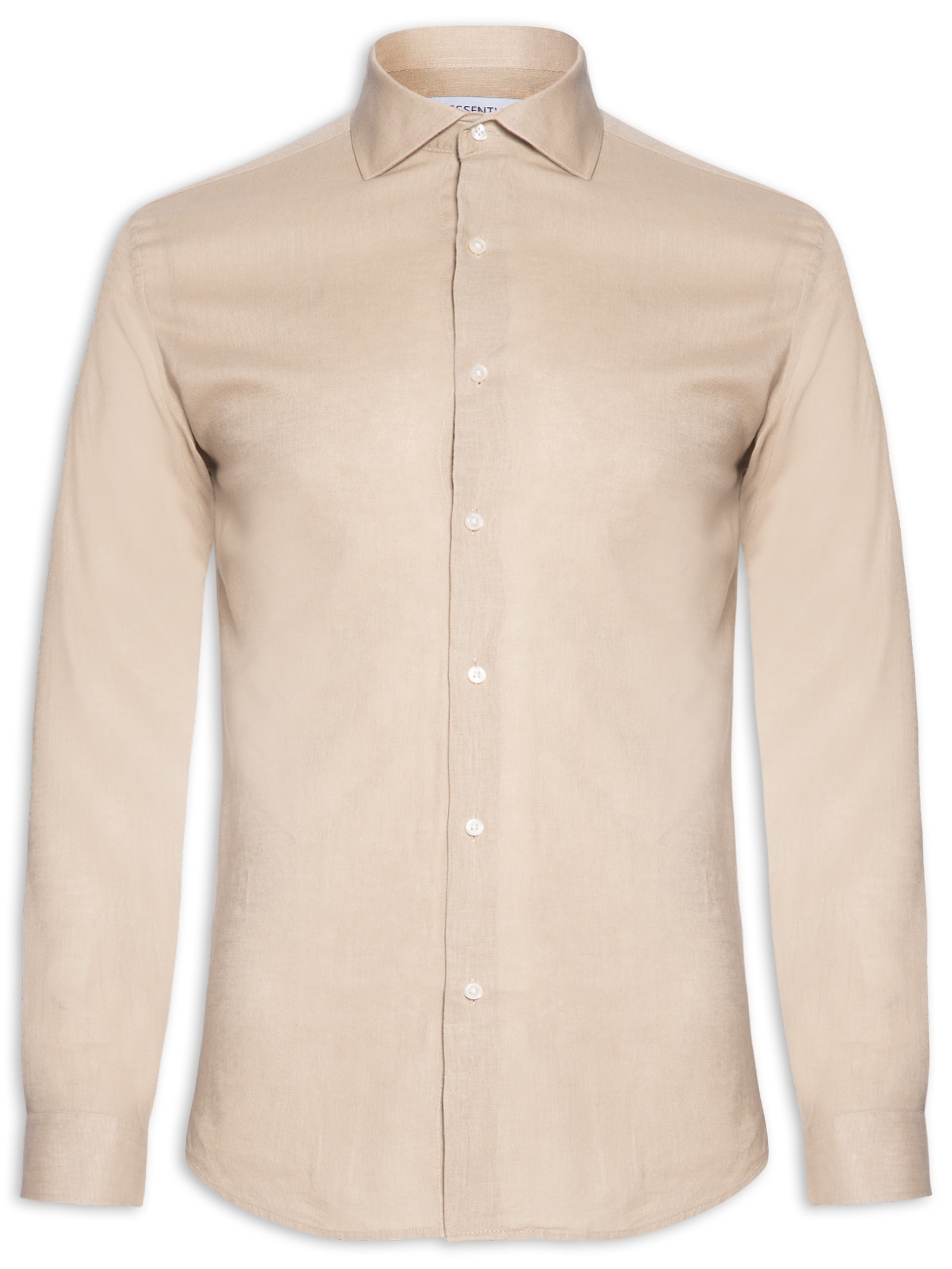 Camisa Masculina Social Manga Longa Blende Linho Bege '2 Essential