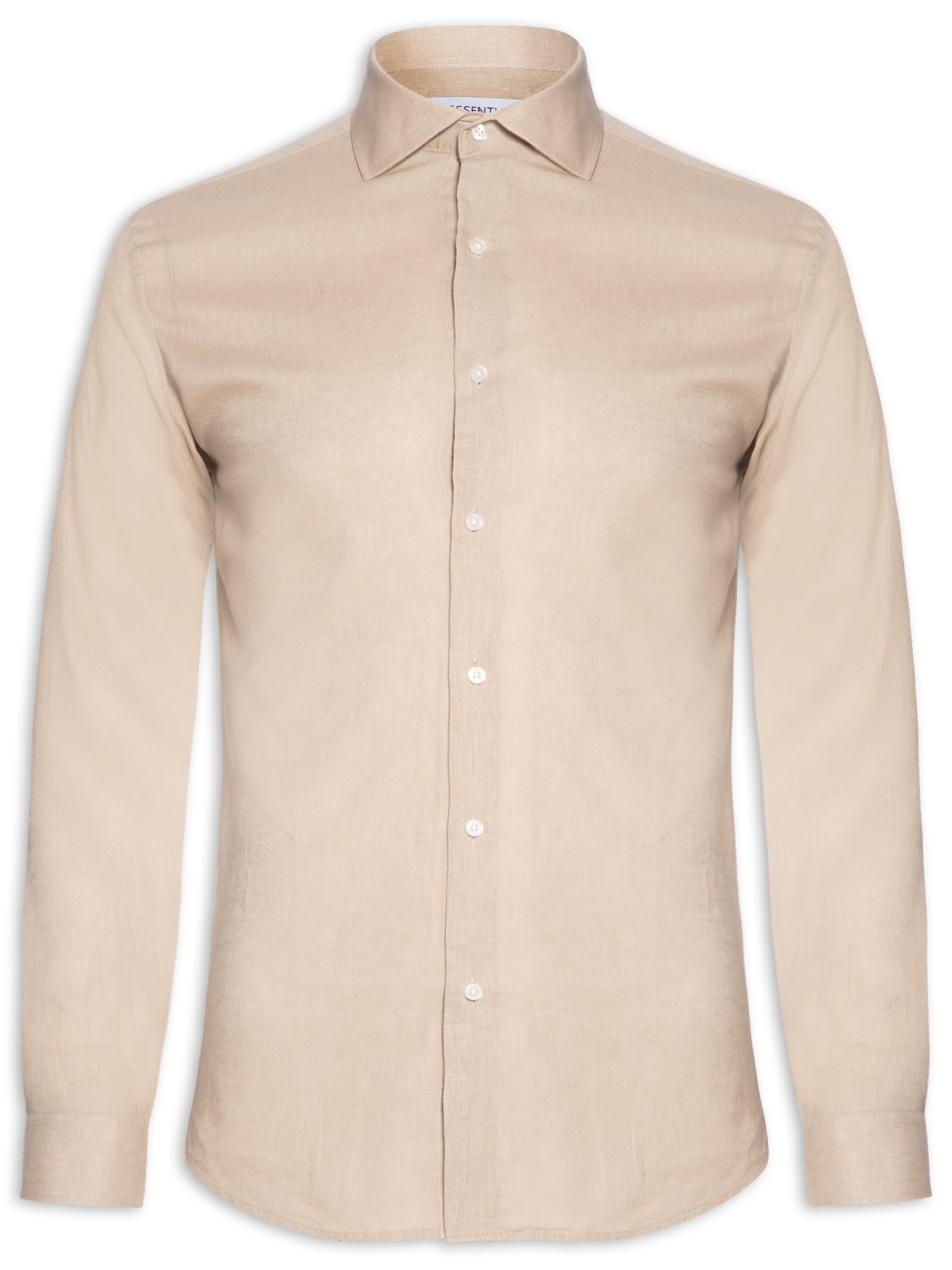 Essential Camisa Masculina Social Manga Longa Blende Linho Bege