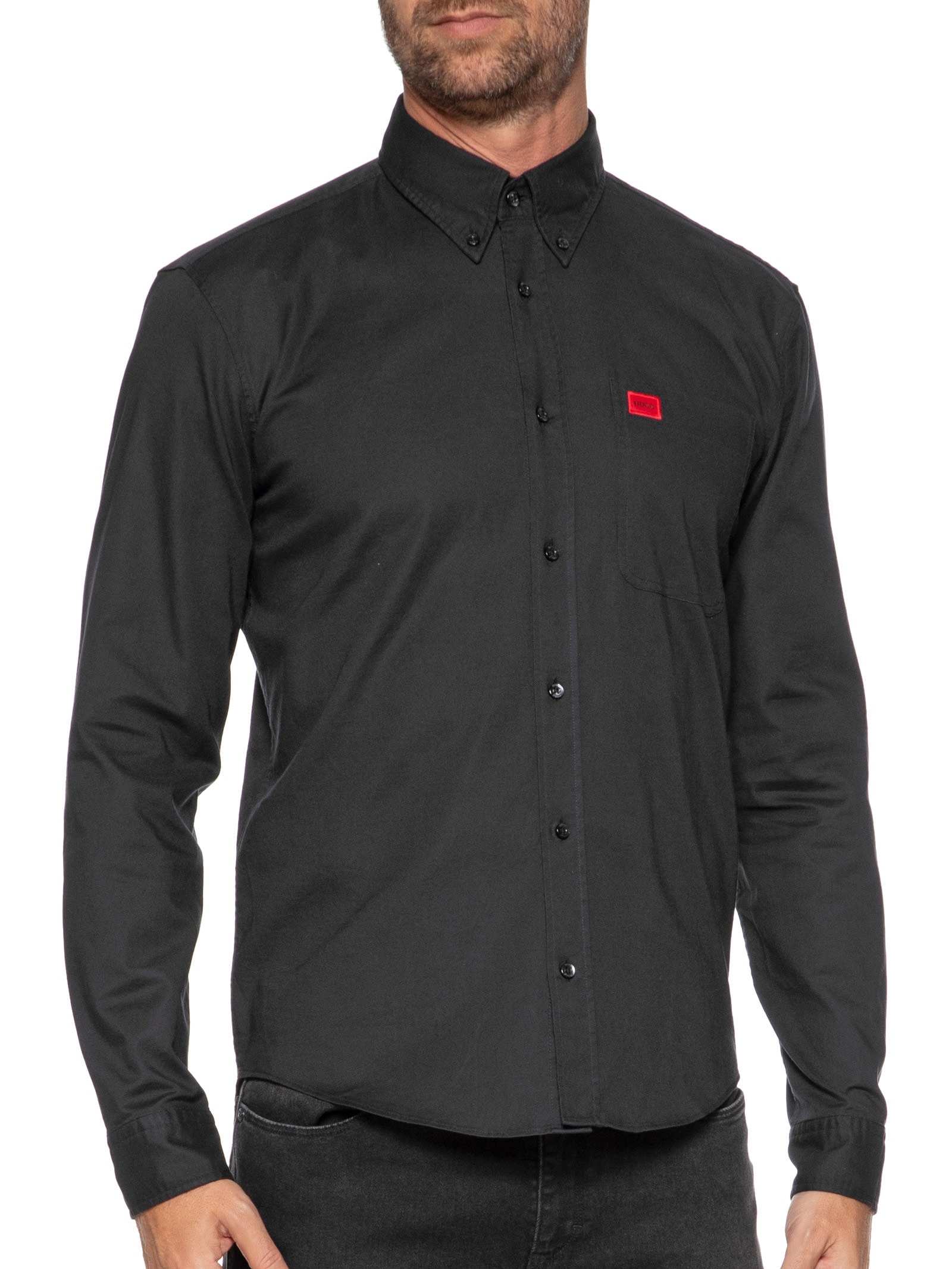 Camisa Masculina Social Manga Longa Evito Preto Hugo