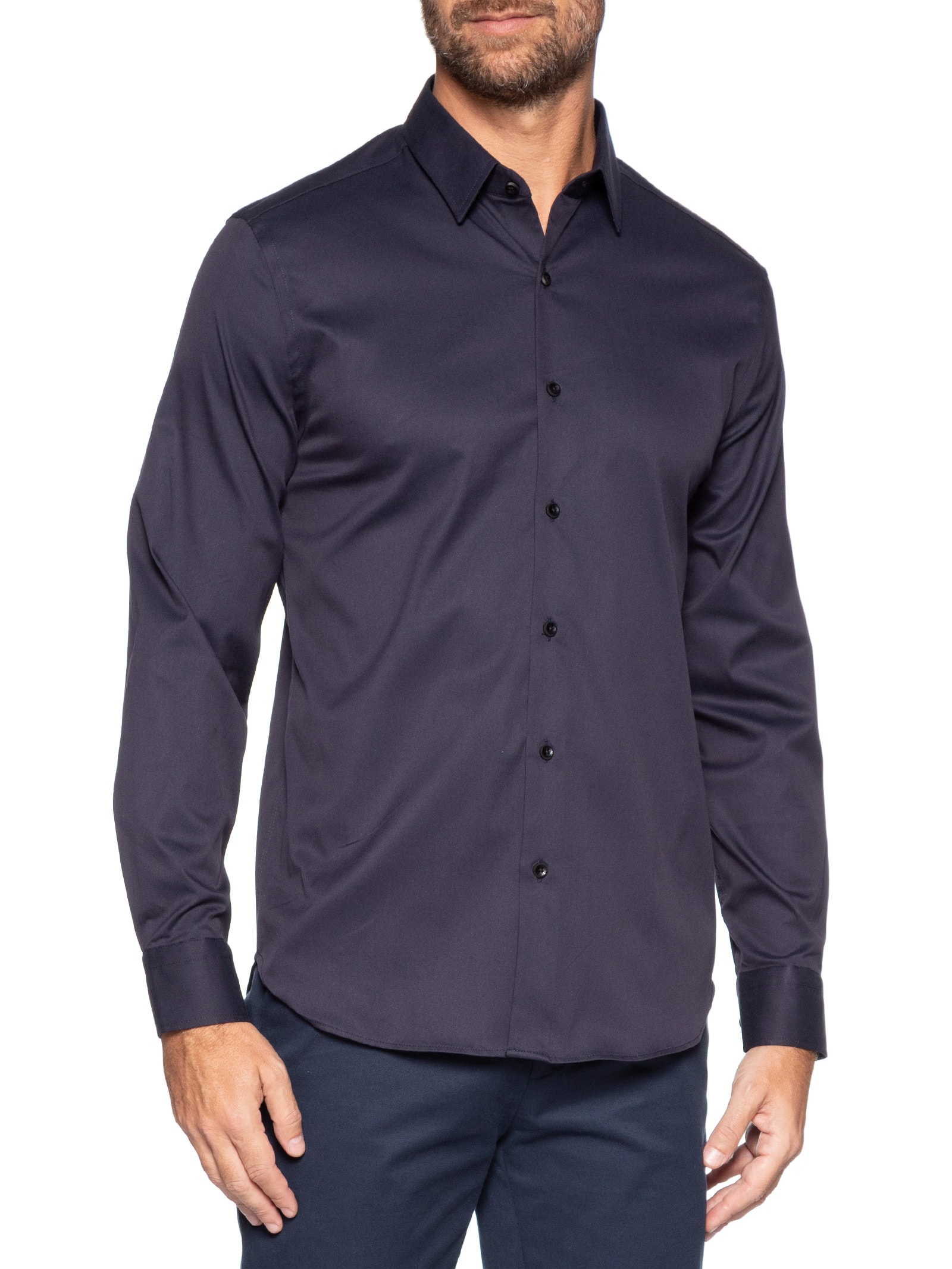 Camisa Masculina Social Manga Longa Paris Azul Oficina Reserva