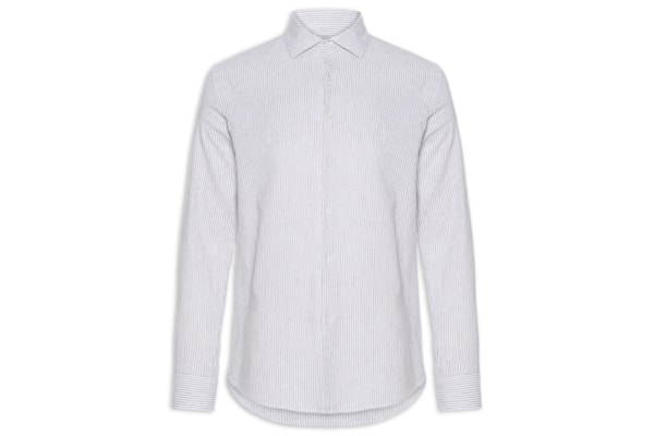 Camisa Masculina Social Manga Longa Regular - Cinza