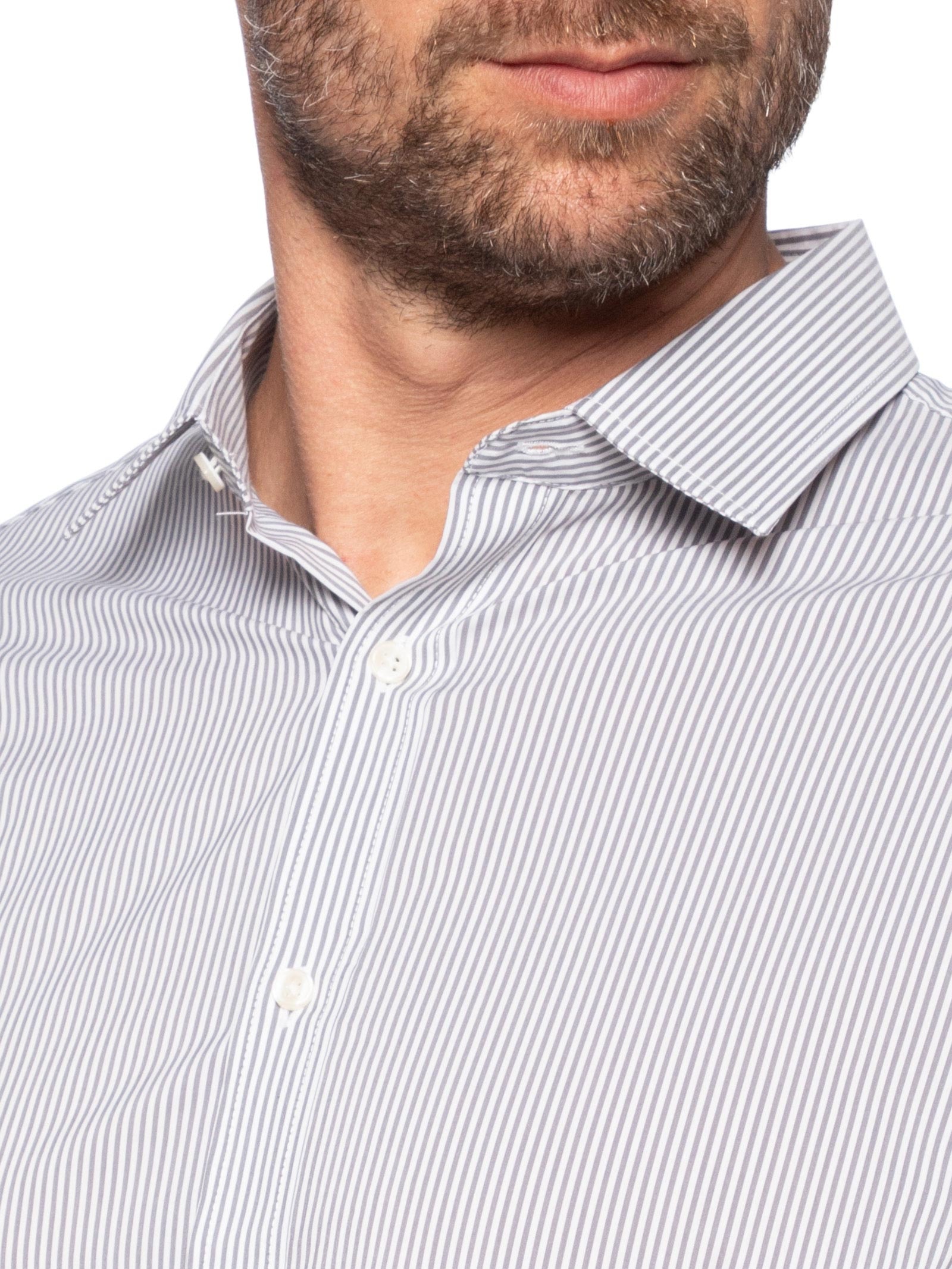 Camisa Masculina Social Manga Longa Regular Cinza '2 Essential