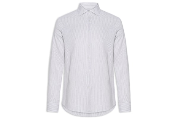 Camisa Masculina Social Manga Longa Regular - Cinza