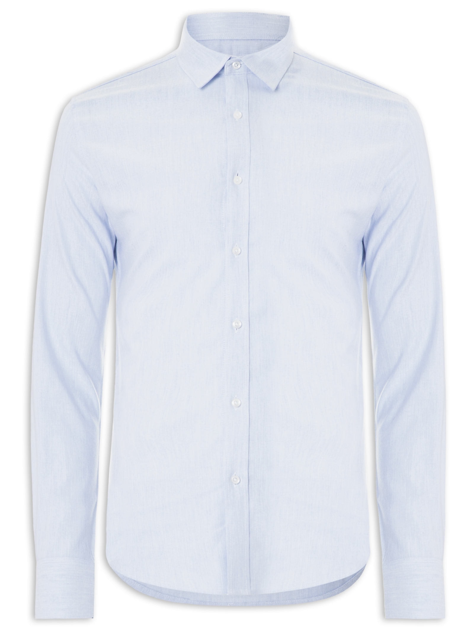 Camisa Masculina Social Manga Longa Slim Azul '2 Essential