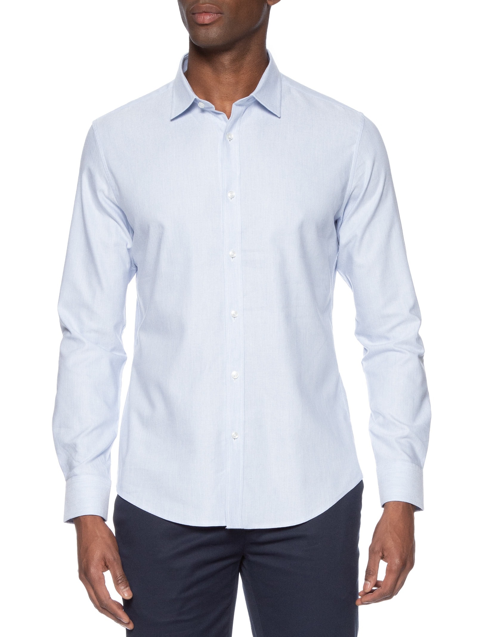 Camisa Masculina Social Manga Longa Slim Azul '2 Essential