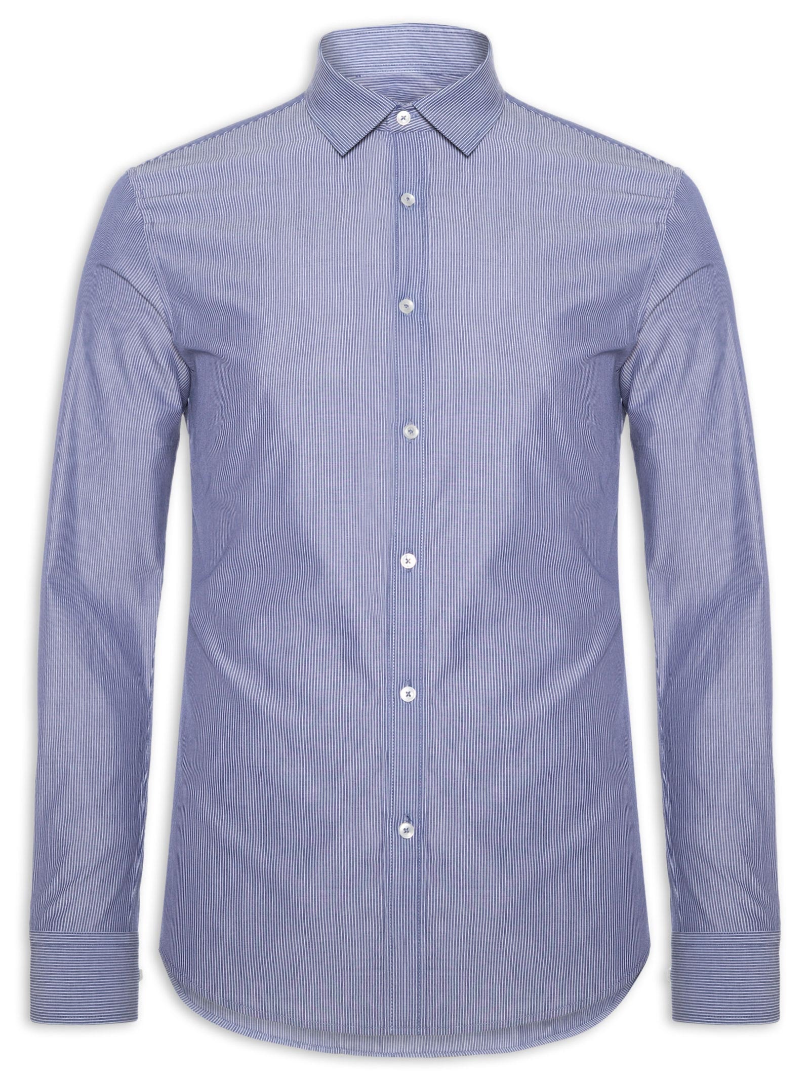 Camisa Masculina Social Manga Longa Slim Fit Azul  '2 Essential