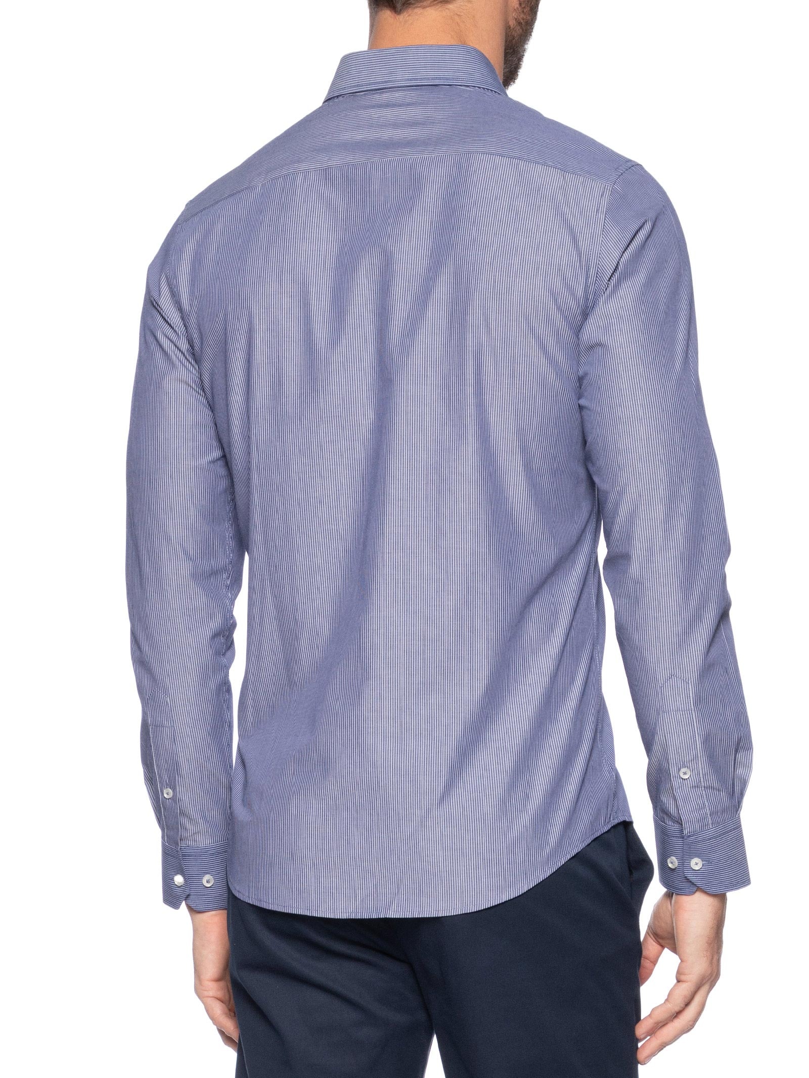 Camisa Masculina Social Manga Longa Slim Fit Azul  '2 Essential