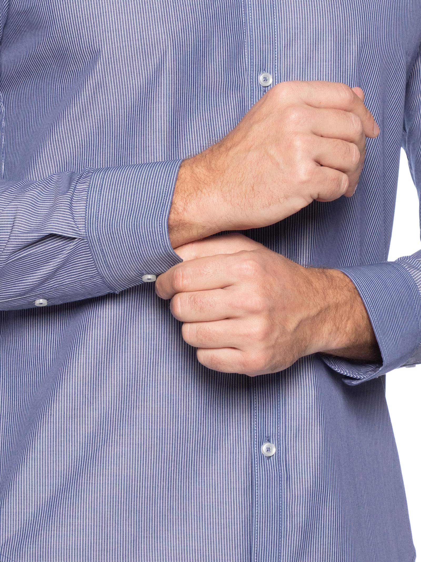 Camisa Masculina Social Manga Longa Slim Fit Azul  '2 Essential