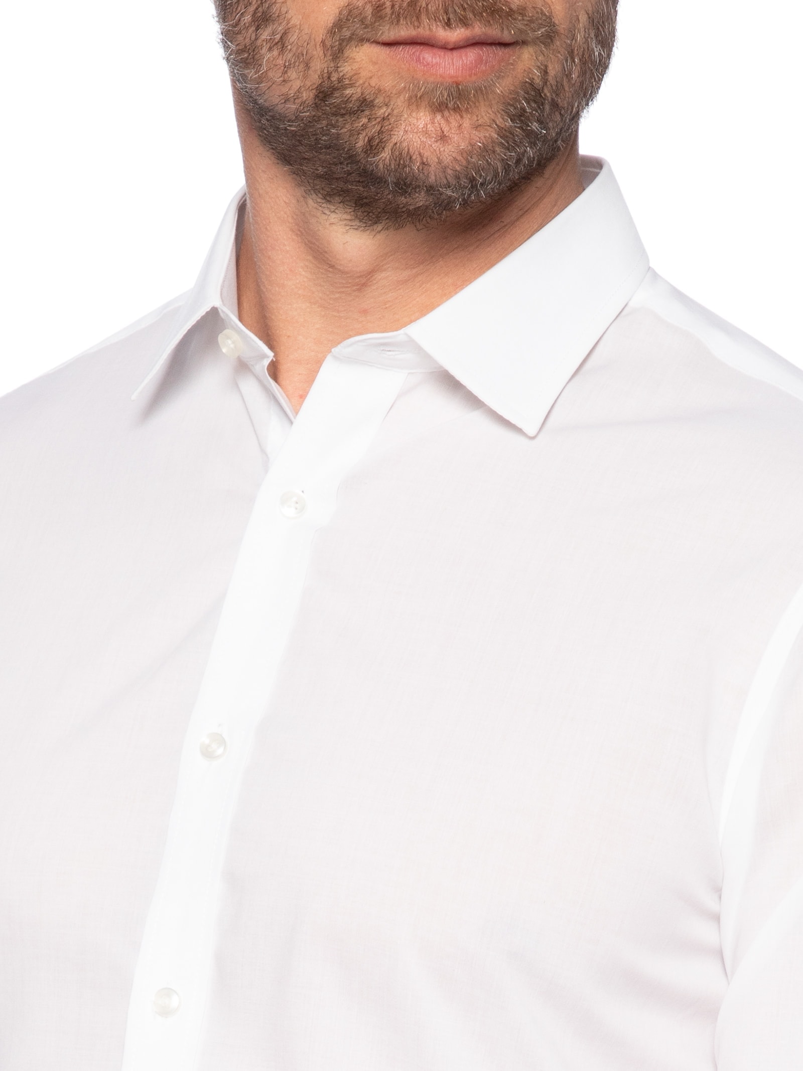 Camisa Masculina Social Manga Longa Slim Fit Branco '2 Essential