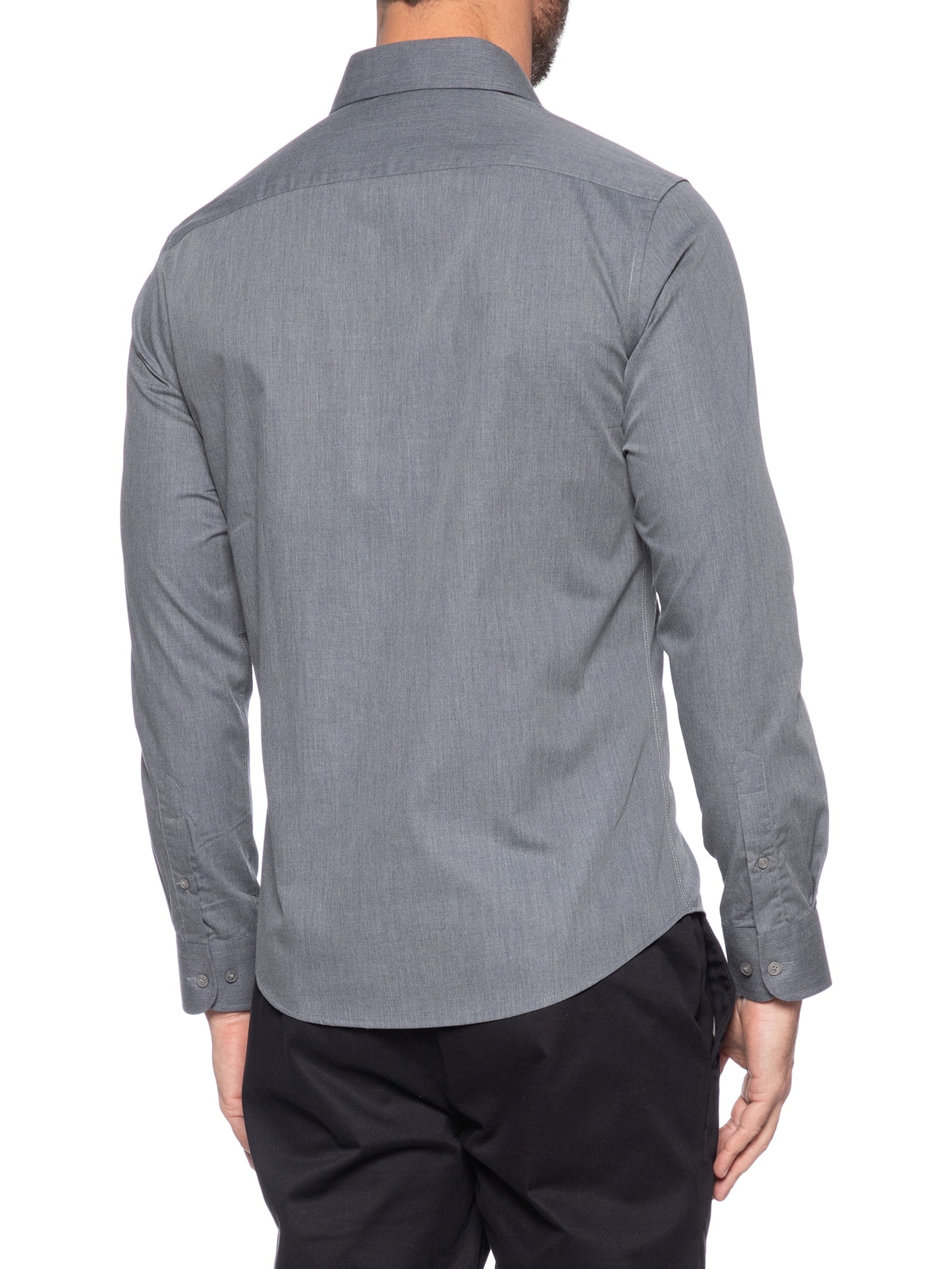 Camisa Masculina Social Manga Longa Slim Fit Cinza '2 Essential