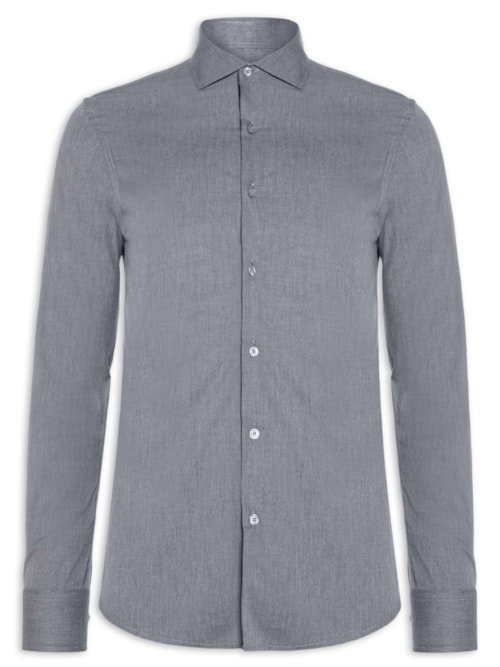 Camisa Masculina Social Manga Longa Slim Fit – Cinza