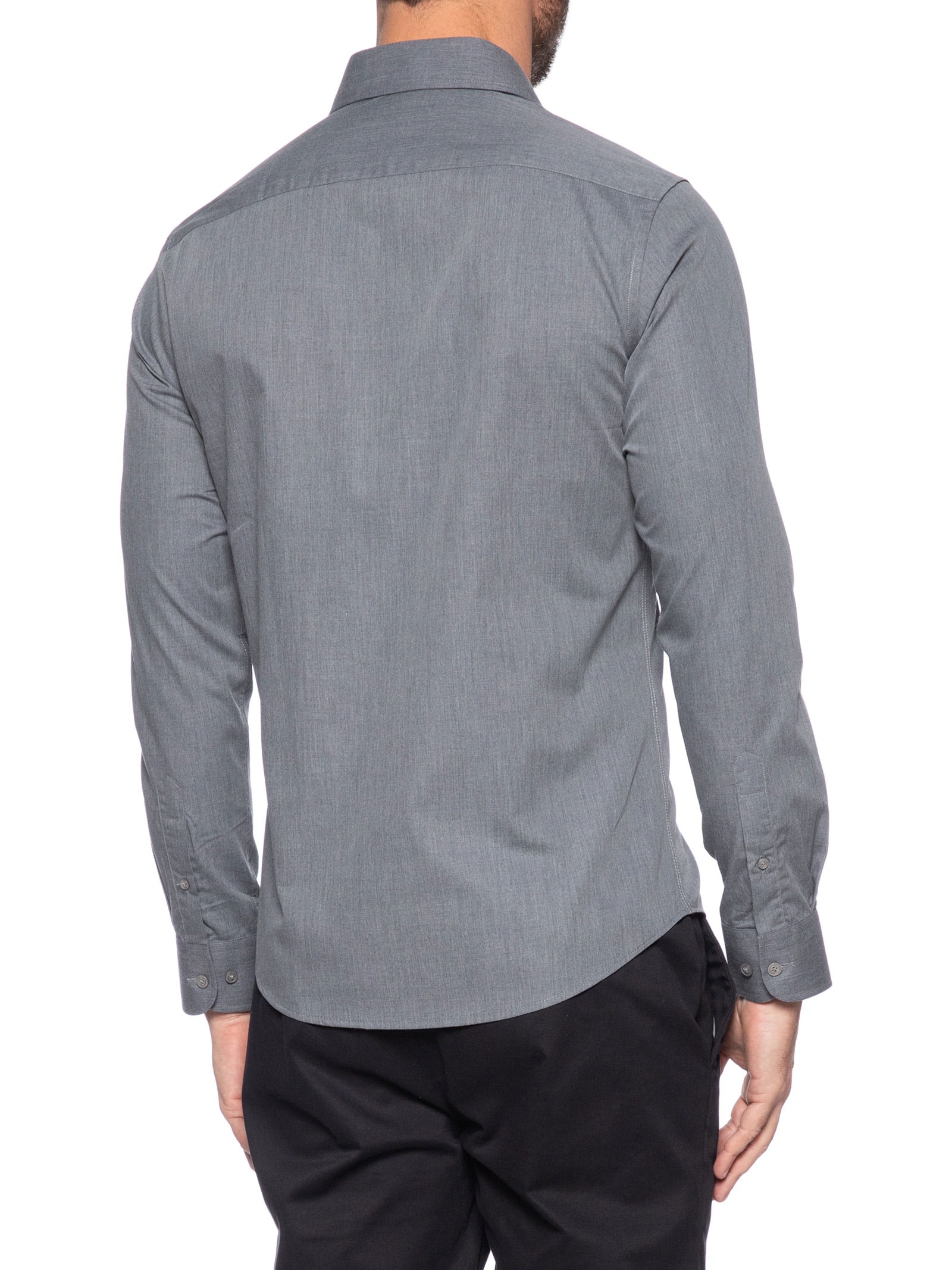 Camisa Masculina Social Manga Longa Slim Fit Cinza '2 Essential