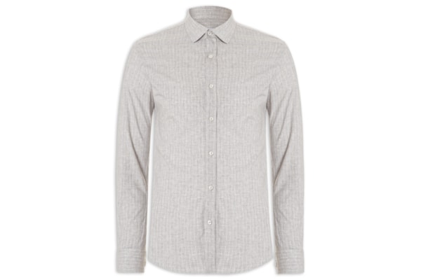 Camisa Masculina Social Manga Longa Slim Fit - Cinza