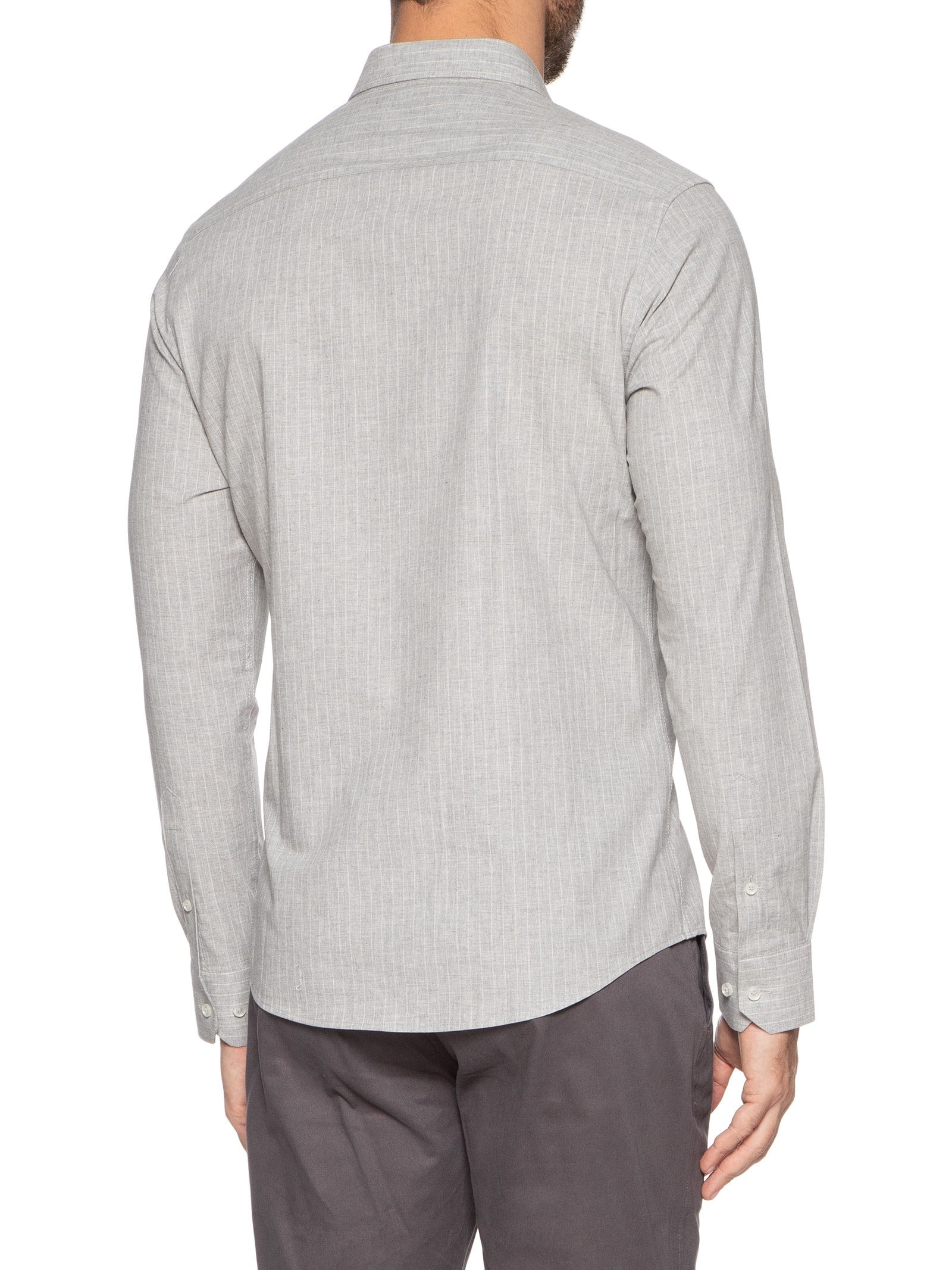 Camisa Masculina Social Manga Longa Slim Fit Cinza '2 Essential