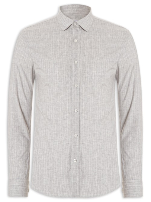 Camisa Masculina Social Manga Longa Slim Fit – Cinza