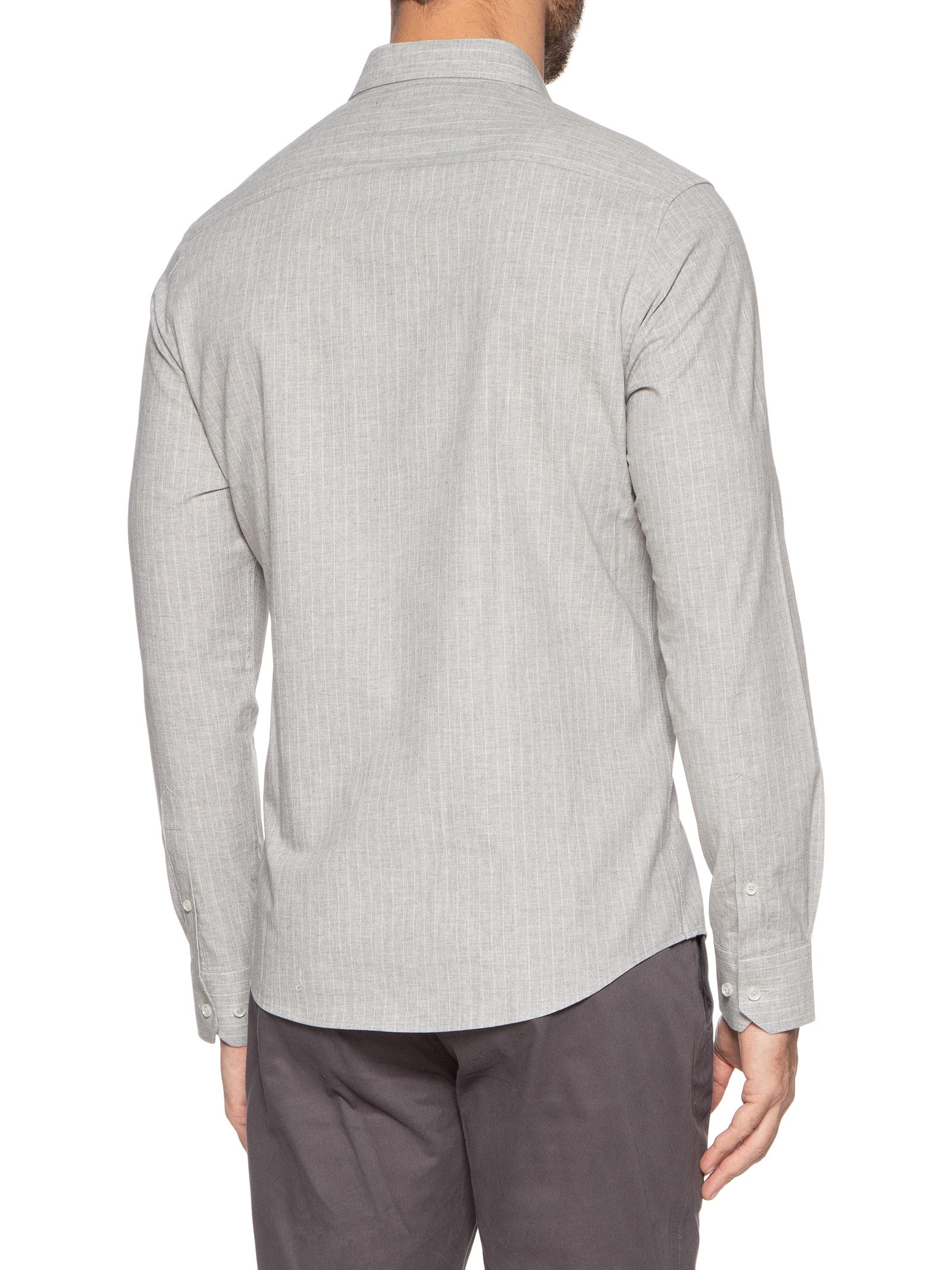 Camisa Masculina Social Manga Longa Slim Fit Cinza '2 Essential