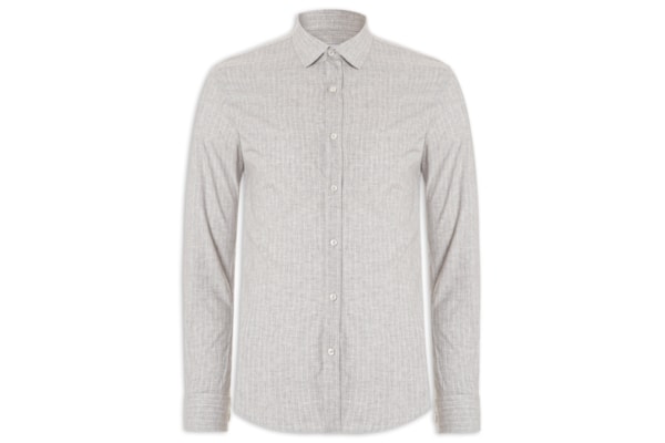 Camisa Masculina Social Manga Longa Slim Fit - Cinza