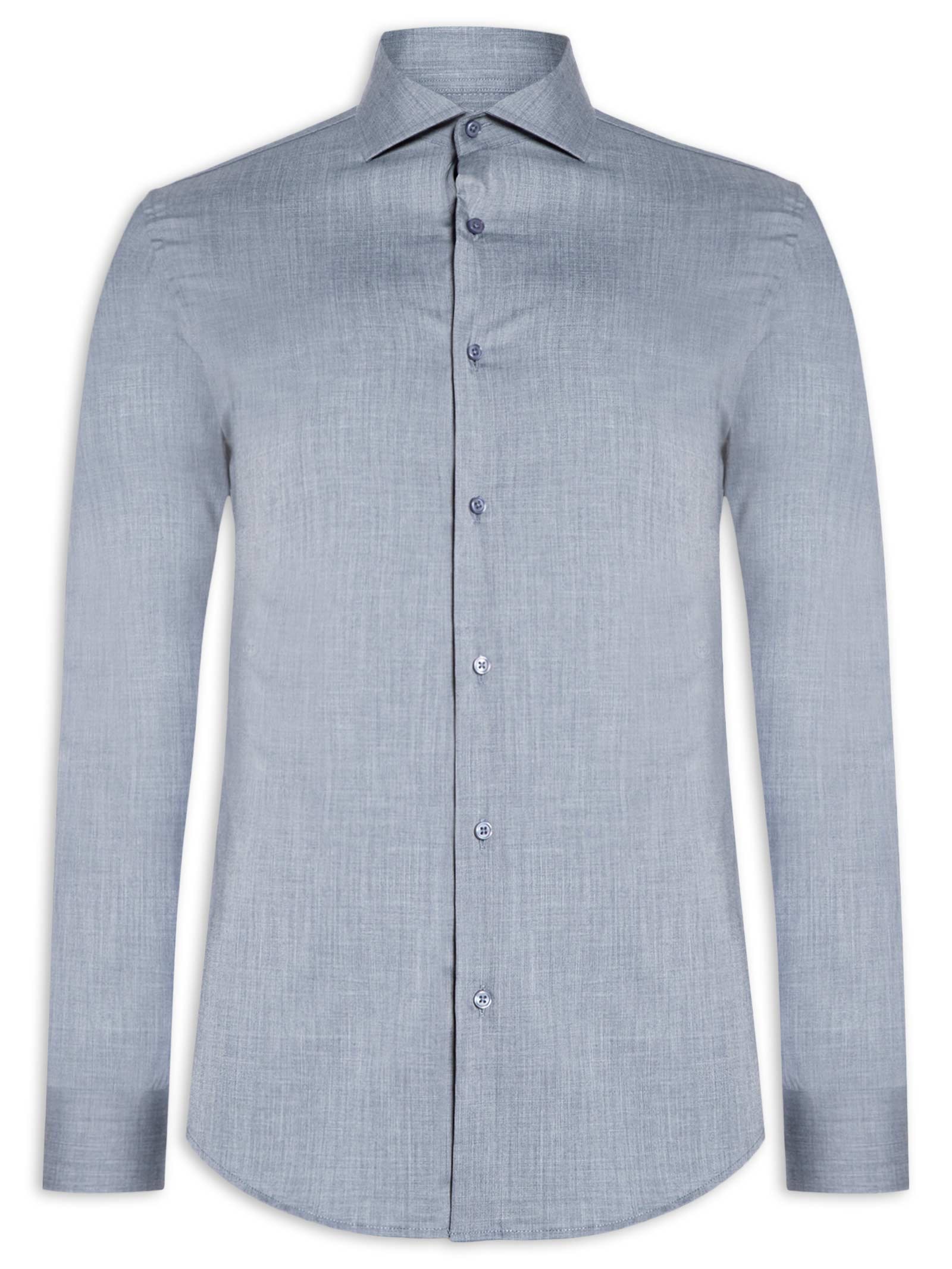 Camisa Masculina Social Manga Longa Tencel Azul '2 Essential