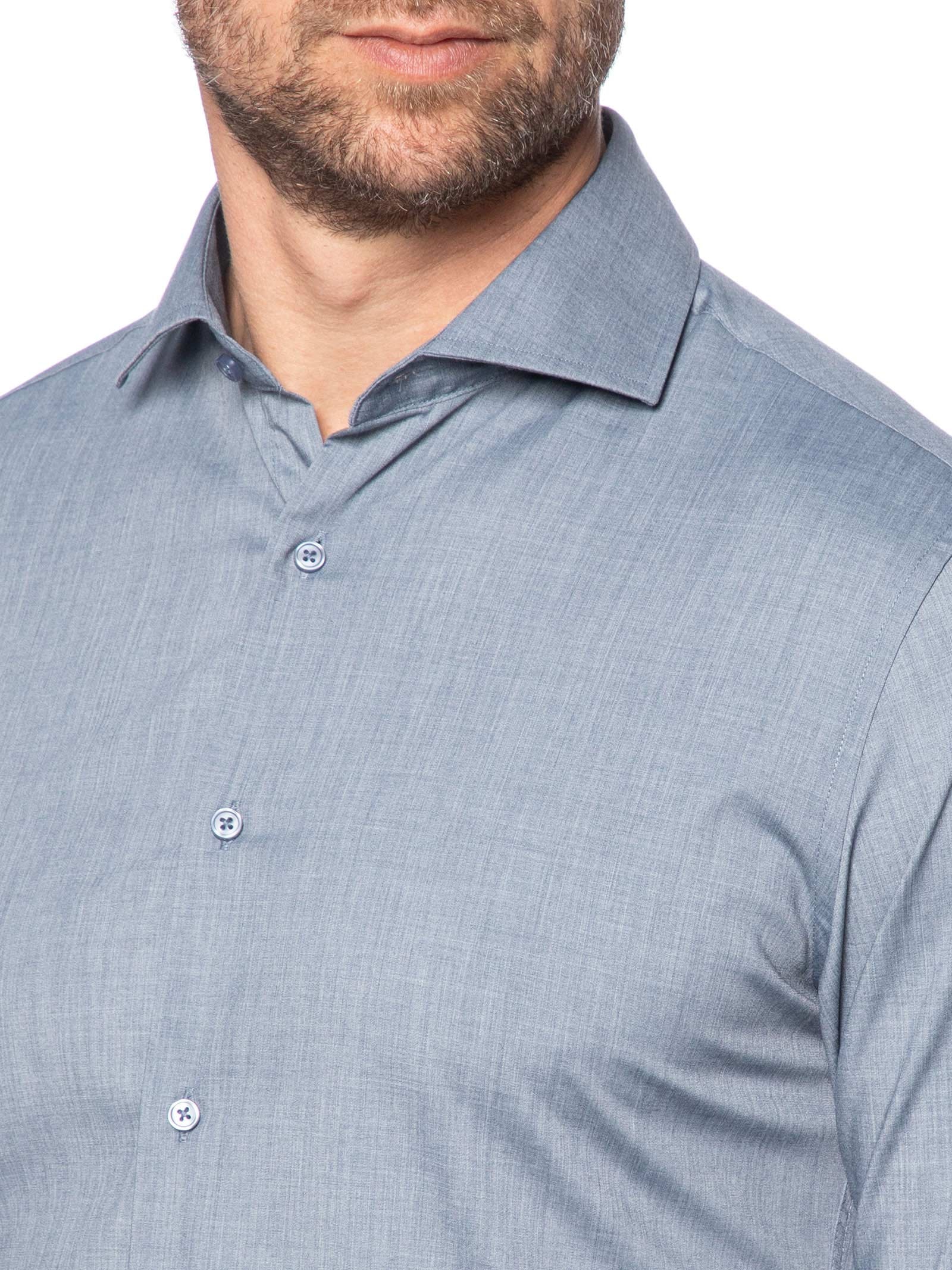 Camisa Masculina Social Manga Longa Tencel Azul '2 Essential