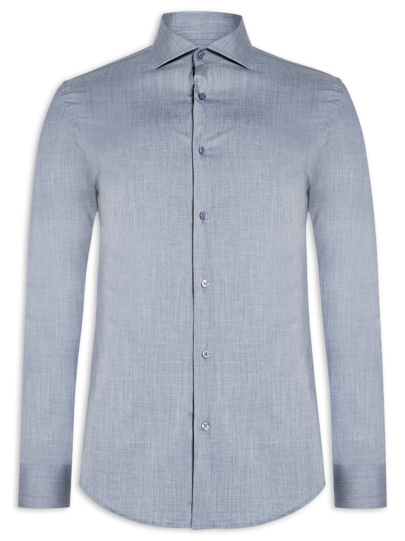 Camisa Masculina Social Manga Longa Tencel Azul '2 Essential