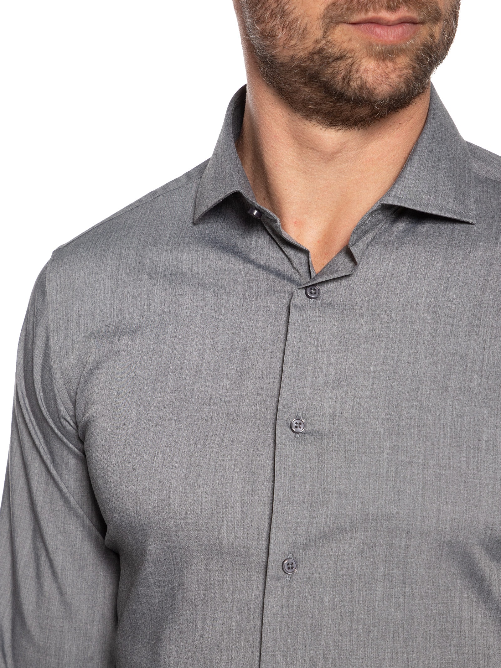 Camisa Masculina Social Manga Longa Tencel Cinza '2 Essential