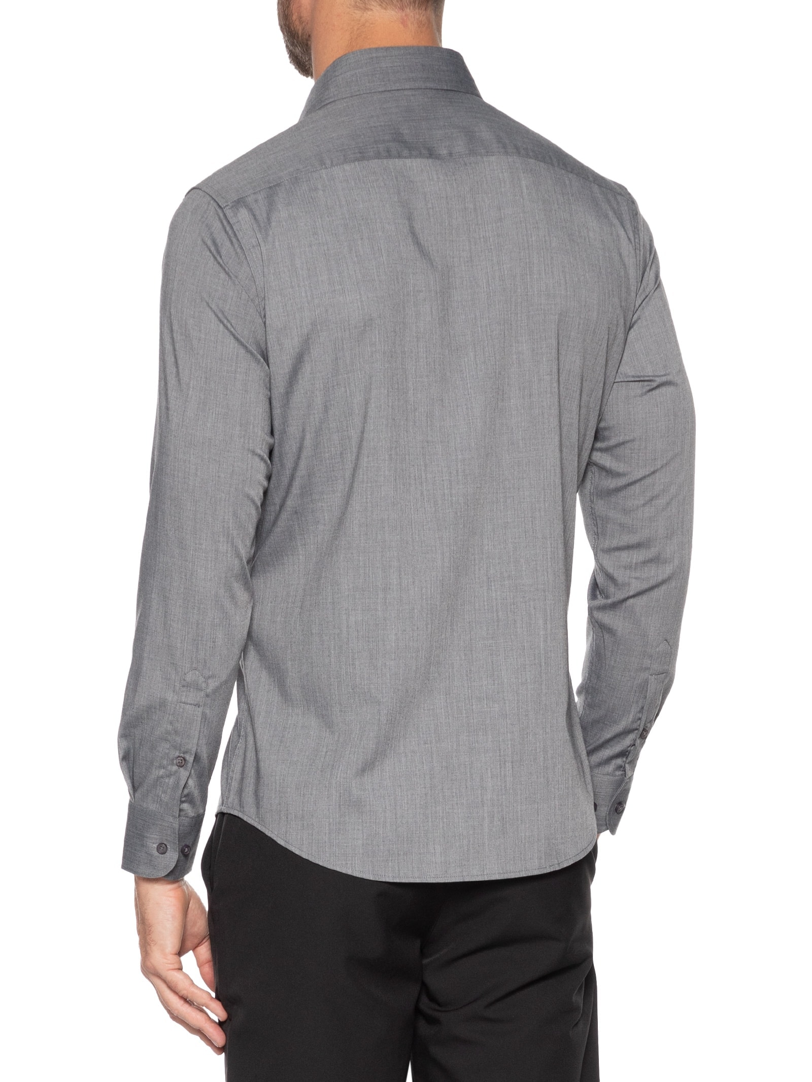 Camisa Masculina Social Manga Longa Tencel Cinza '2 Essential