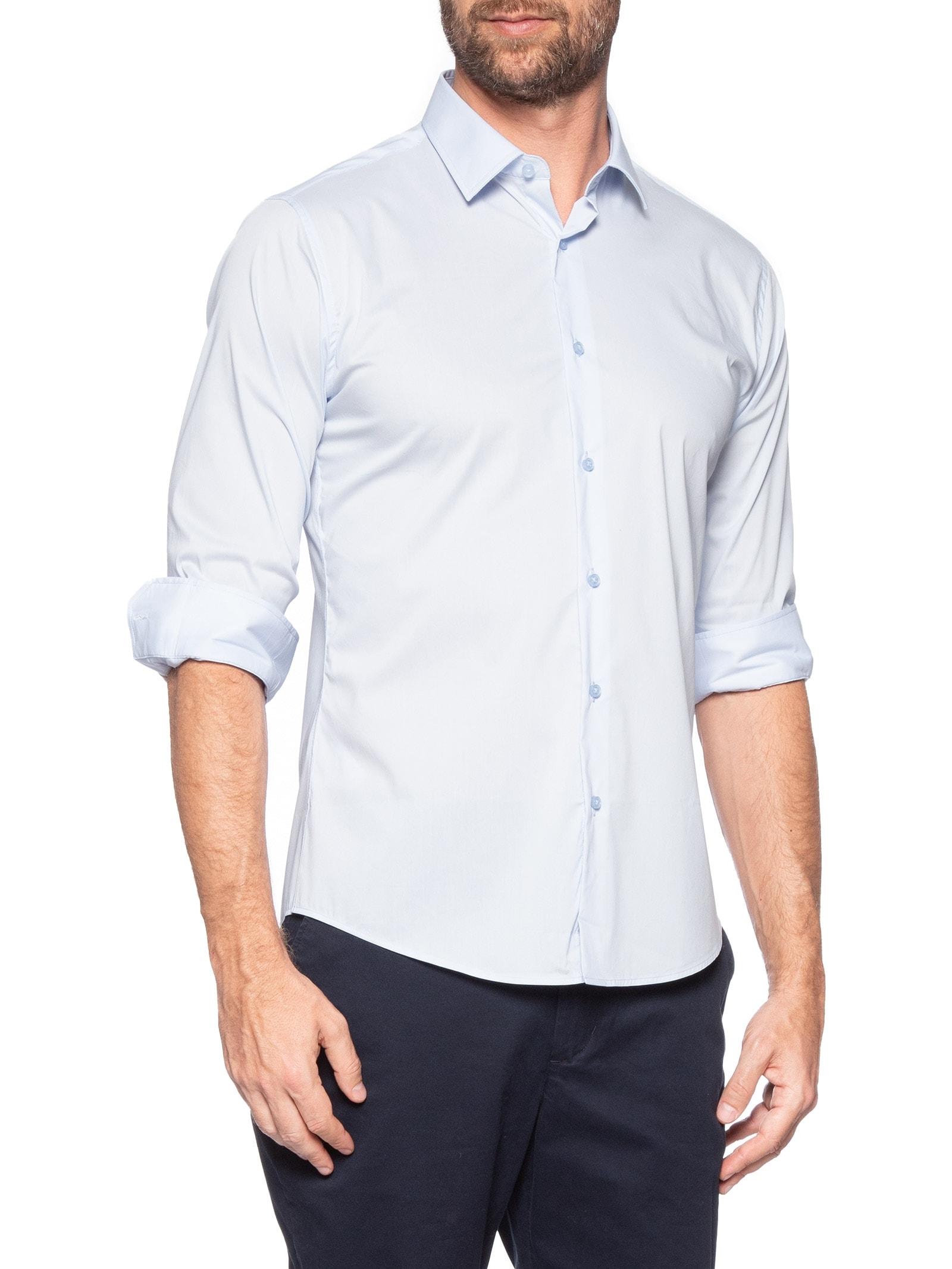 Camisa Masculina Social Ml Tech Premium Azul '2 Essential