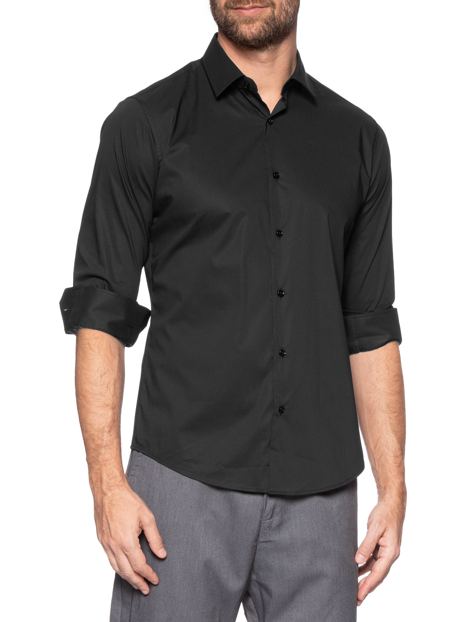 Camisa Masculina Social Ml Tech Premium Preto '2 Essential