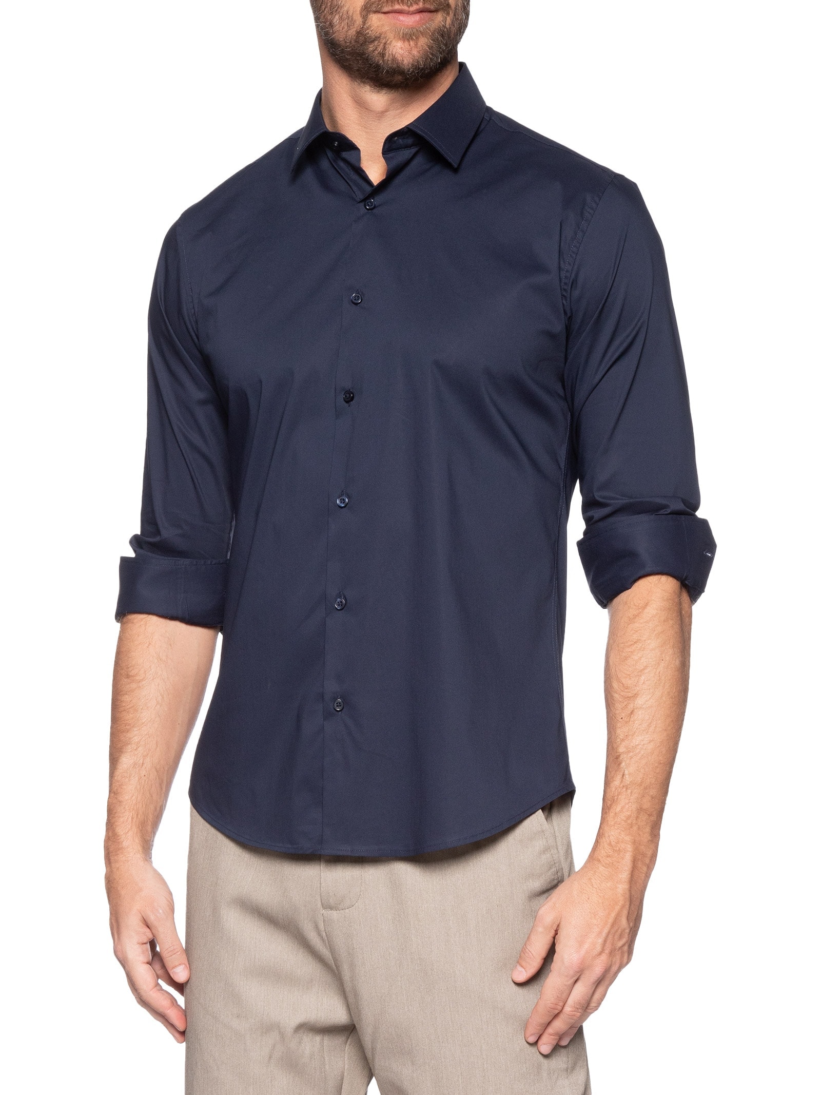 Camisa Masculina Social Ml Tech Work Premium Azul '2 Essential