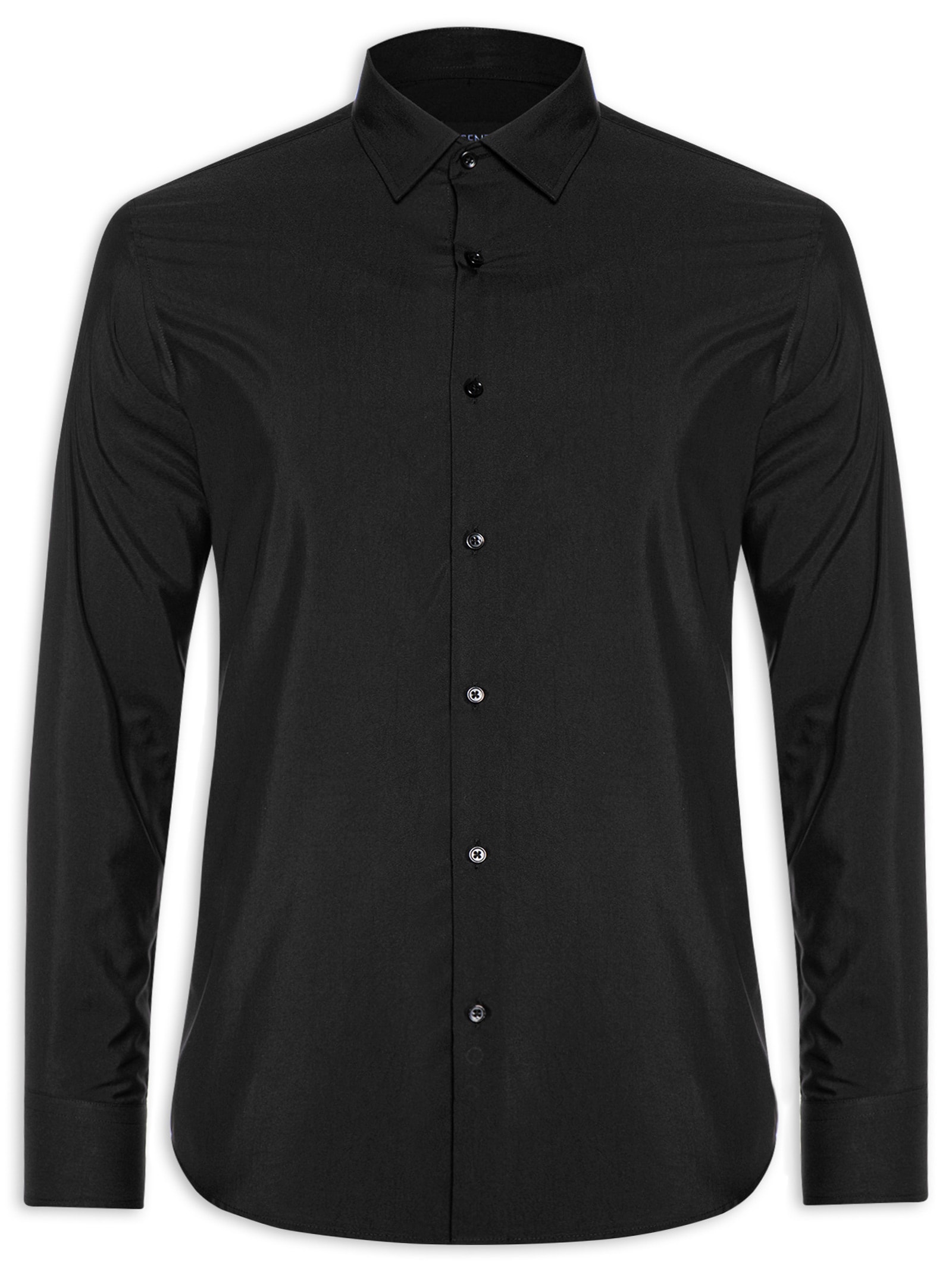 Camisa Masculina Social Regular Fit Algodão E Modal Preto '2 Essential