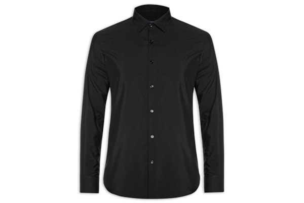 Camisa Masculina Social Regular Fit Algodão E Modal - Preto