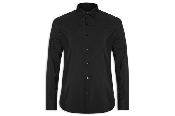 Camisa Masculina Social Regular Fit Algodão E Modal - Preto