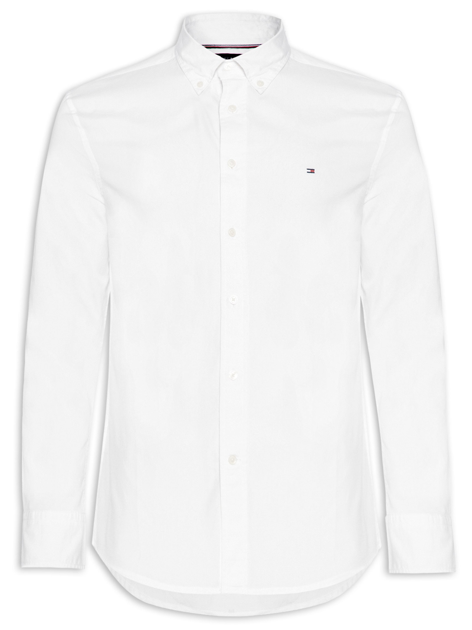 Camisa Masculina Social Regular Fit Core Flex Em Algodão Orgânico Branco Tommy Hilfiger