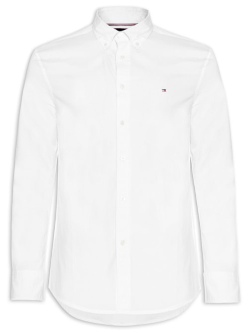Camisa Masculina Social Regular Fit Core Flex Em Algodão Orgânico – Branco