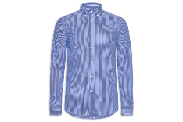 Camisa Masculina Social Regular Fit Em Popline Estampada - Azul
