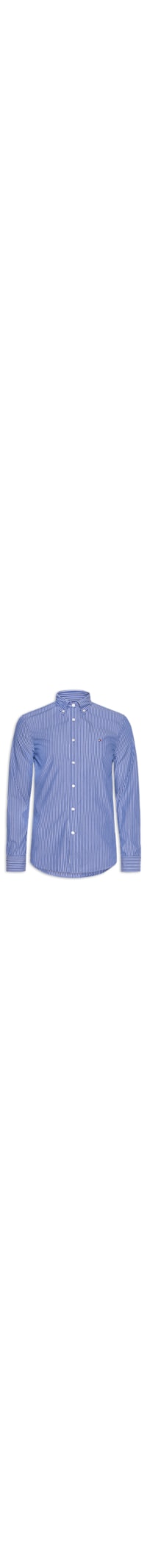 Camisa Masculina Social Regular Fit Em Popline Estampada - Azul