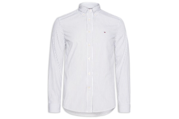 Camisa Masculina Social Regular Fit Em Popline Estampada - Azul