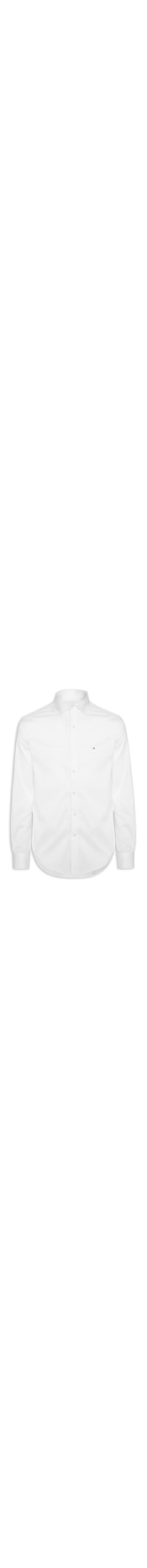 Camisa Masculina Social Regular Fit Logo No Peito Stretch - Branco