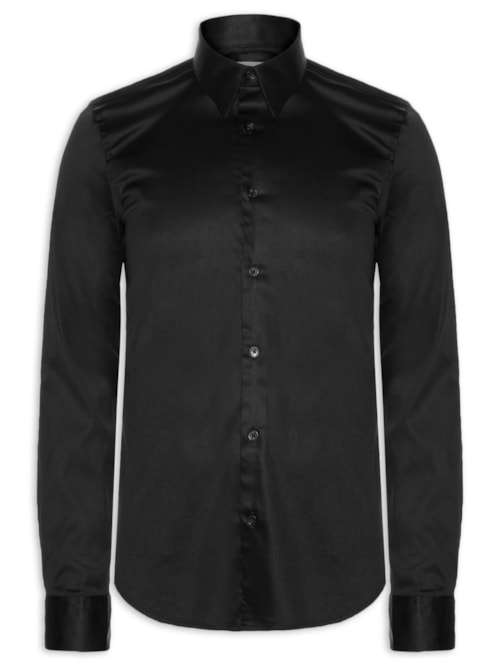 Camisa Masculina Social Silver Slim Fit – Preto