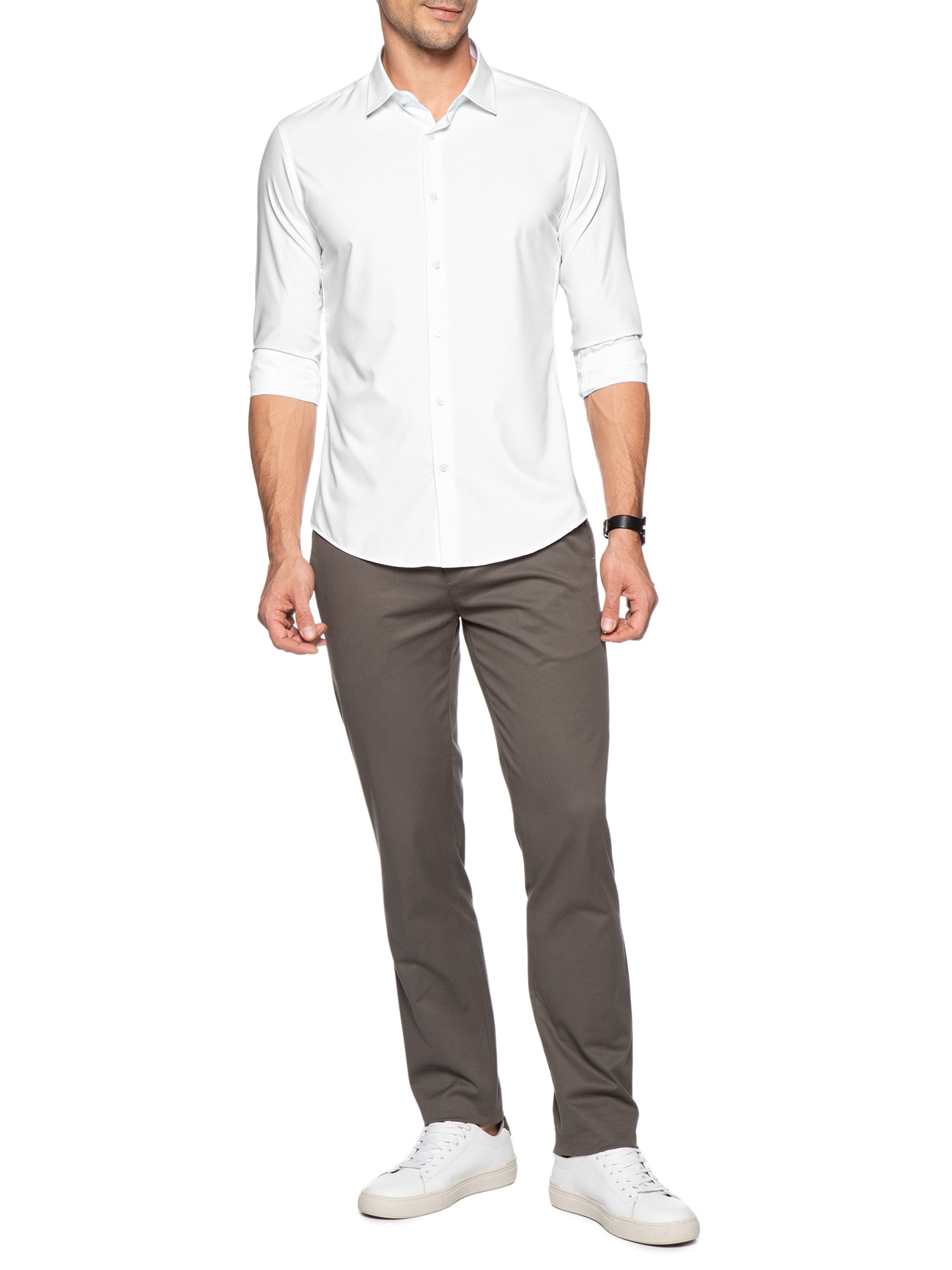 Camisa Masculina Social Slim Fit Algodão E Modal Branco '2 Essential