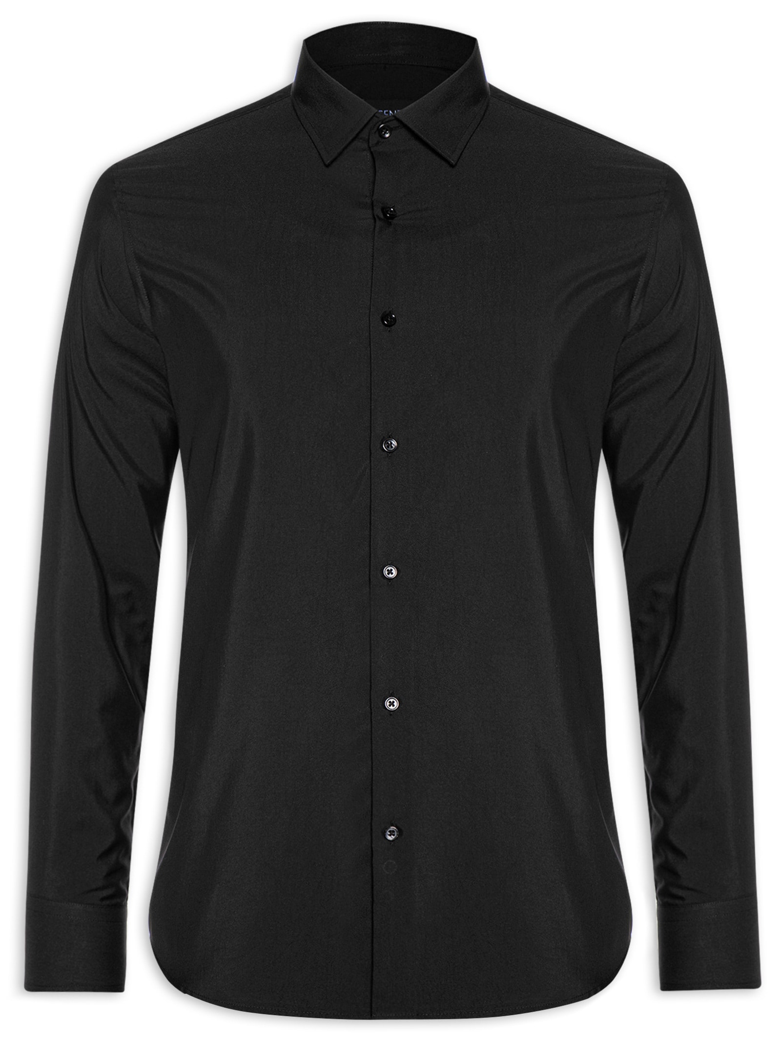 Camisa Masculina Social Slim Fit Algodão E Modal Preto '2 Essential
