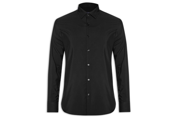 Camisa Masculina Social Slim Fit Algodão E Modal - Preto