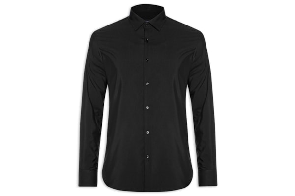 Camisa Masculina Social Slim Fit Algodão E Modal - Preto
