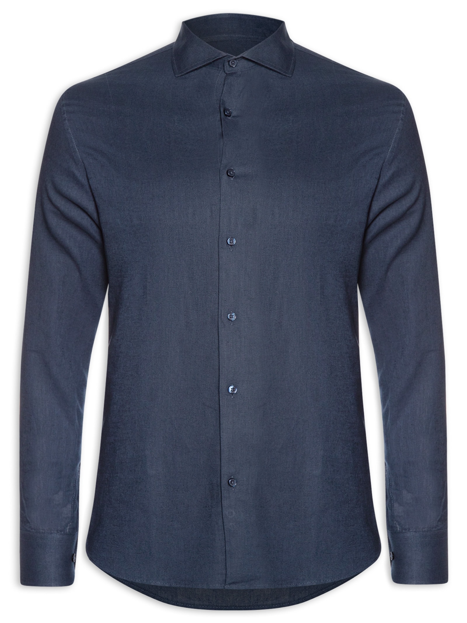 Camisa Masculina Social Slim Fit Blend Linho Azul '2 Essential