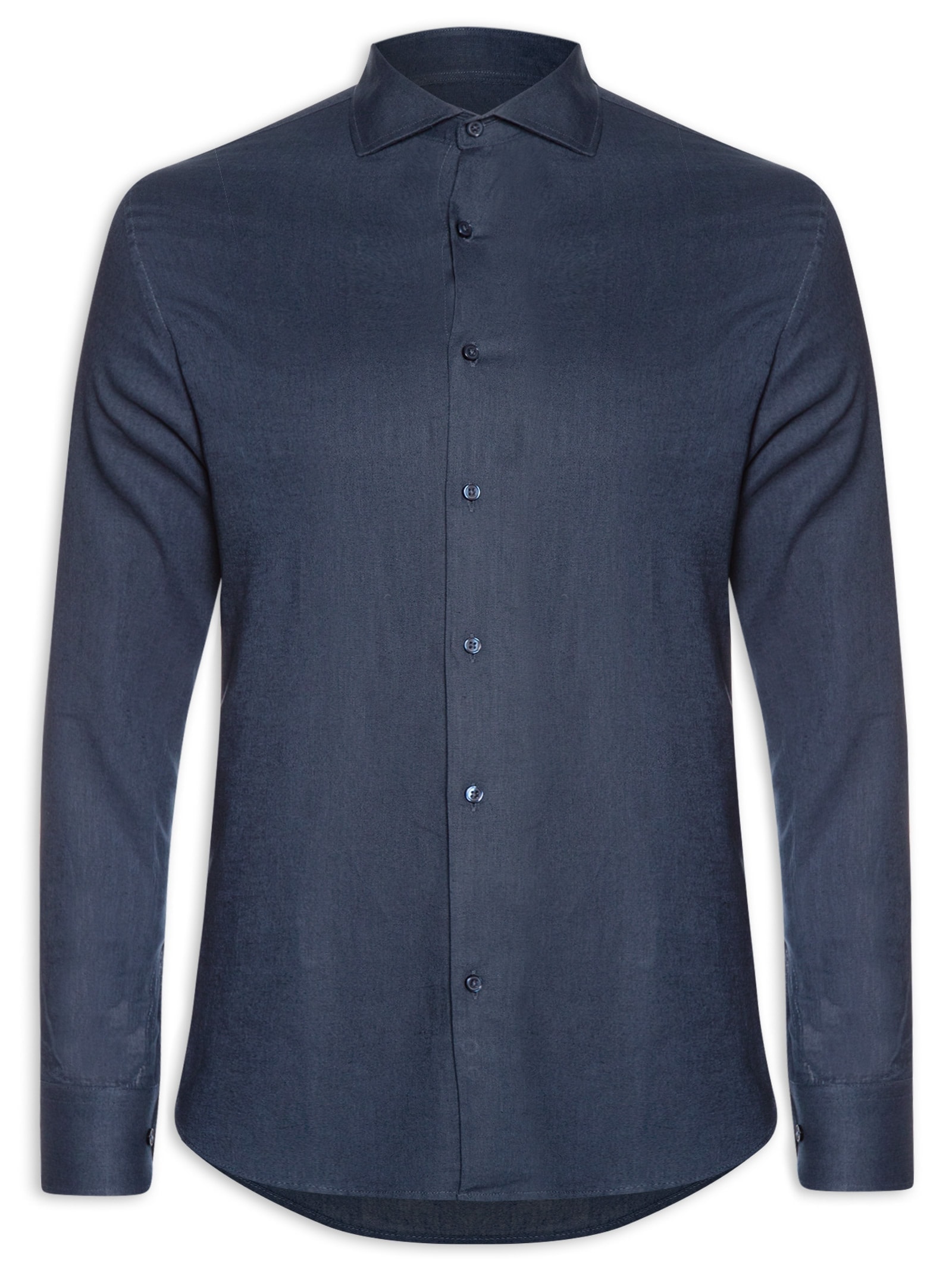 Camisa Masculina Social Slim Fit Blend Linho Azul '2 Essential