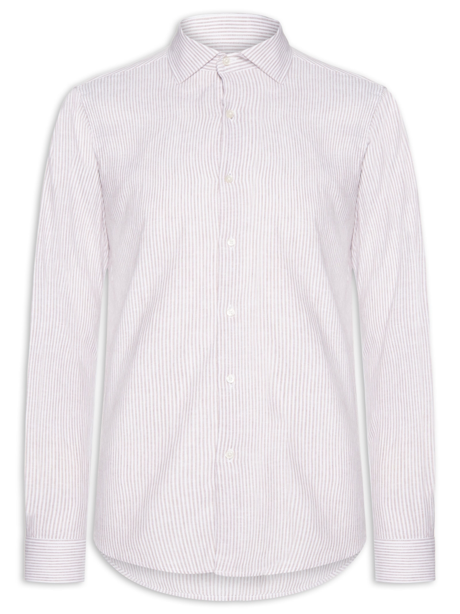 Camisa Masculina Social Slim Fit Blend Linho Bege '2 Essential