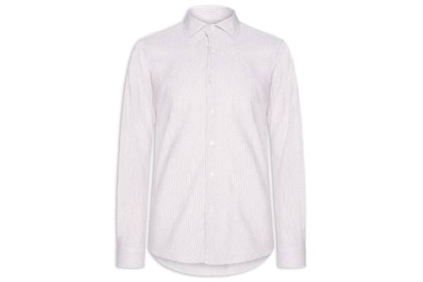Camisa Masculina Social Slim Fit Blend Linho - Bege