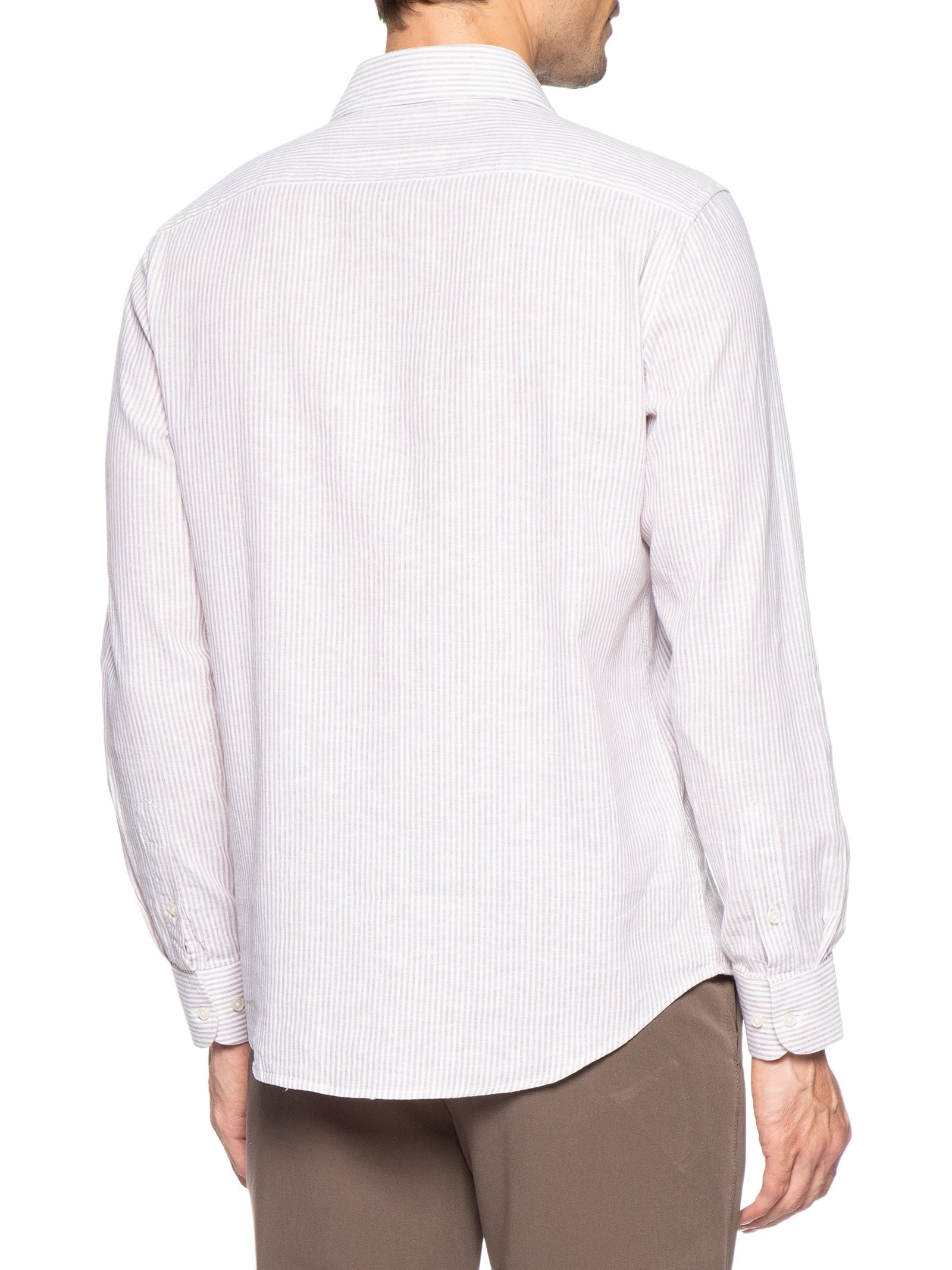 Camisa Masculina Social Slim Fit Blend Linho Bege '2 Essential