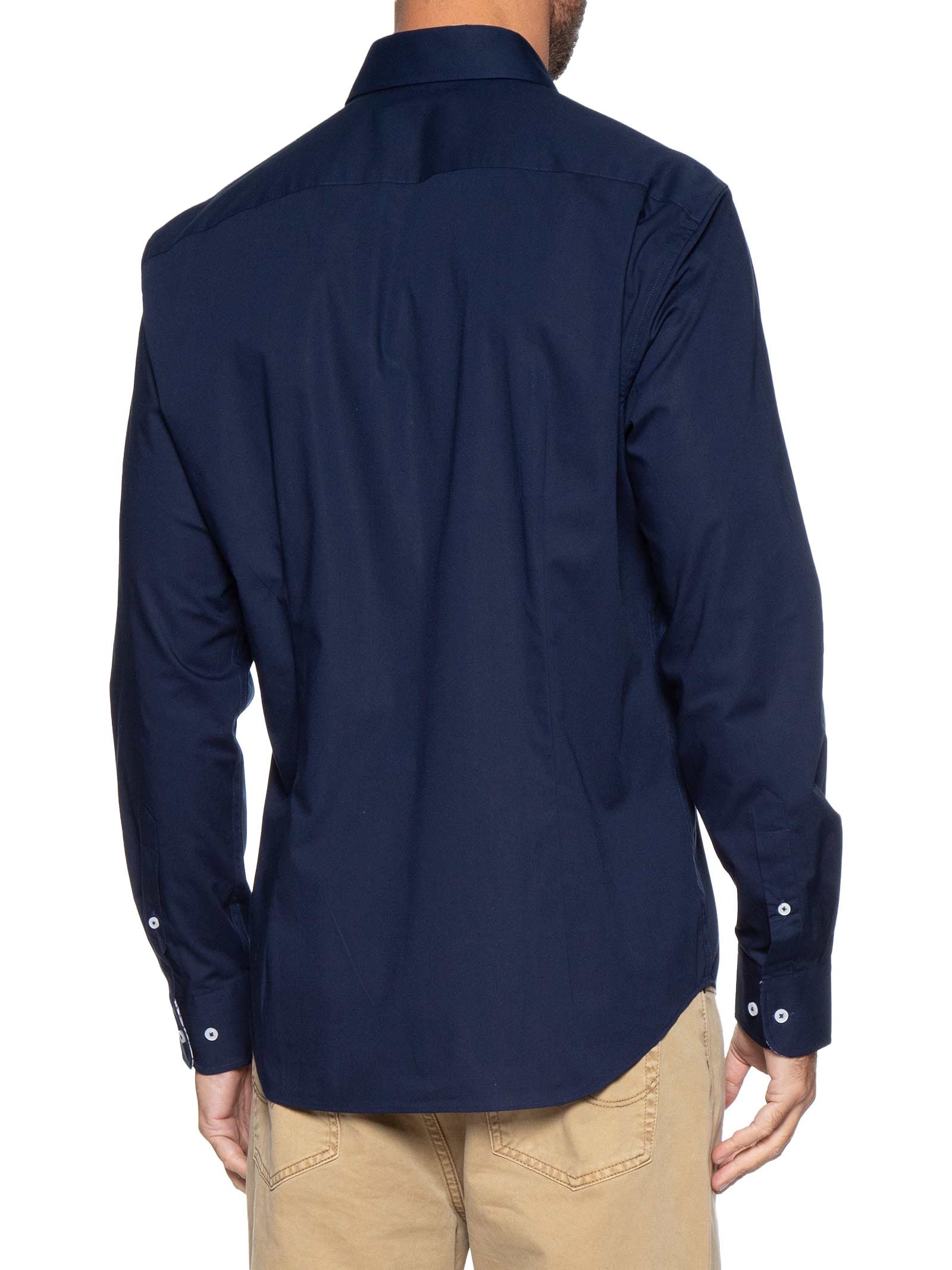 Camisa Masculina Social Slim Fit Detalhe Contrastante Poplin Azul Tommy Hilfiger